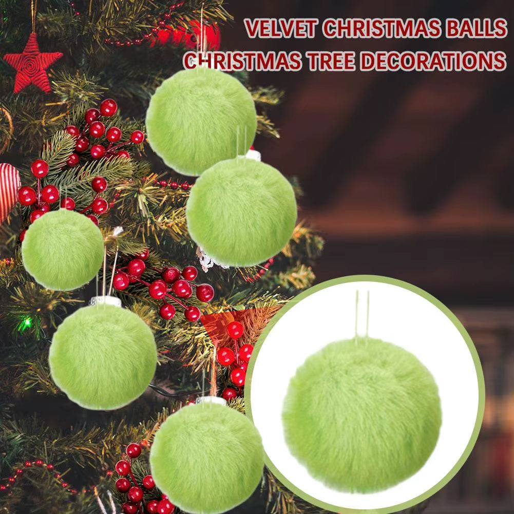 12Pcs Plush Christmas Ball Decoration Christmas Tree Decoration Christmas Party Christmas Tree Home Furnishings
