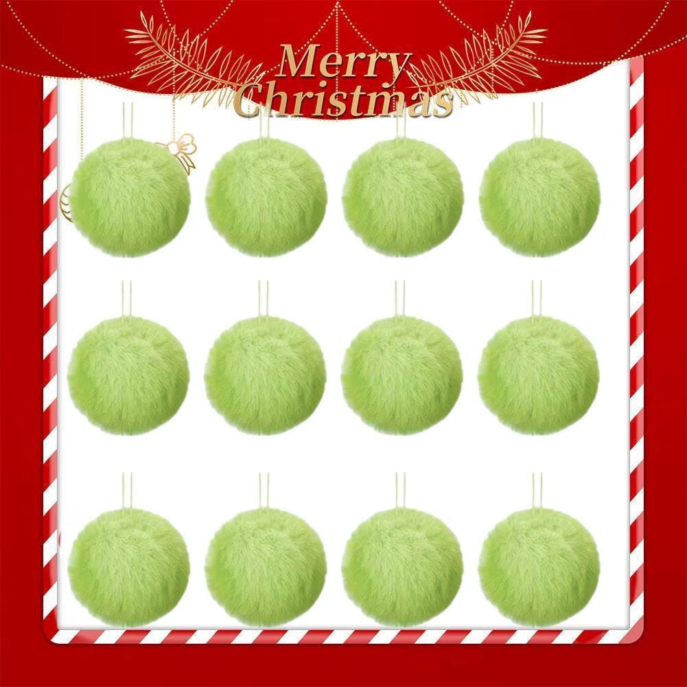 12Pcs Plush Christmas Ball Decoration Christmas Tree Decoration Christmas Party Christmas Tree Home Furnishings