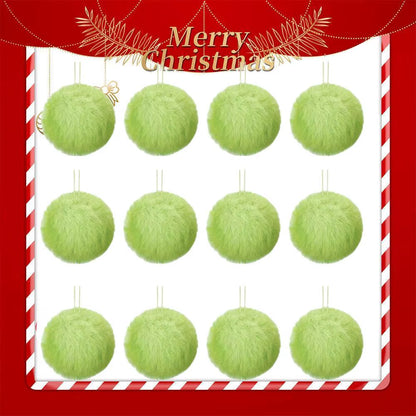 12Pcs Plush Christmas Ball Decoration Christmas Tree Decoration Christmas Party Christmas Tree Home Furnishings