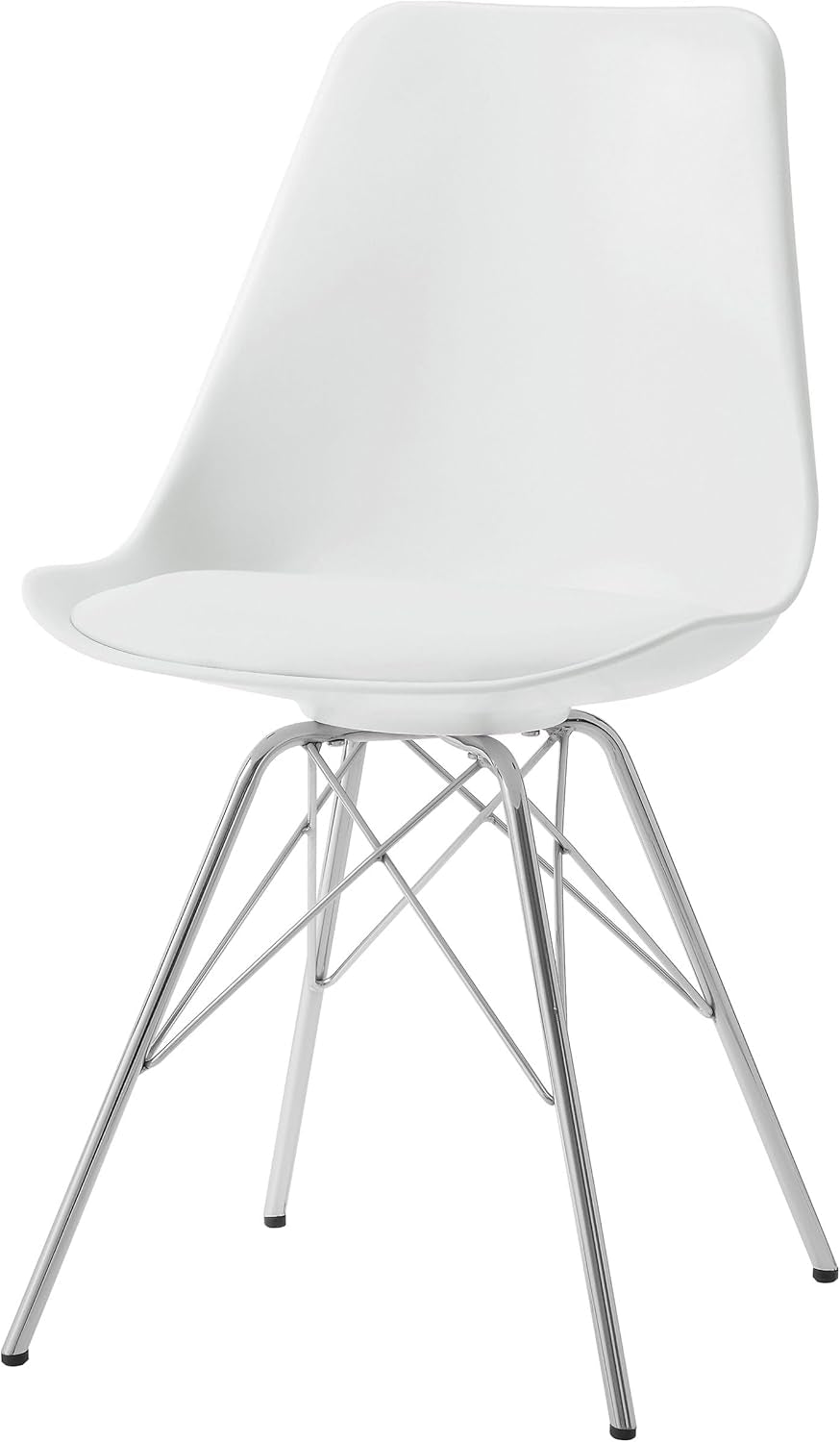 Home Furnishings - Juniper - Armless Dining Chairs with Smooth Leatherette Upholstery and Chrome Legs - Home Kitchen & Dining Room - Set of 2 - White - 102792