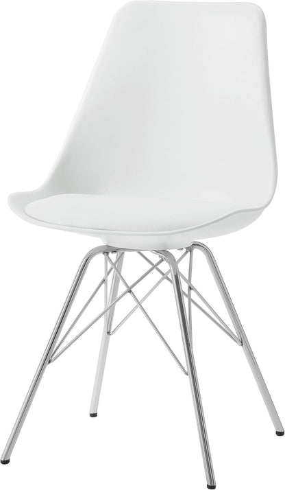 Home Furnishings - Juniper - Armless Dining Chairs with Smooth Leatherette Upholstery and Chrome Legs - Home Kitchen & Dining Room - Set of 2 - White - 102792