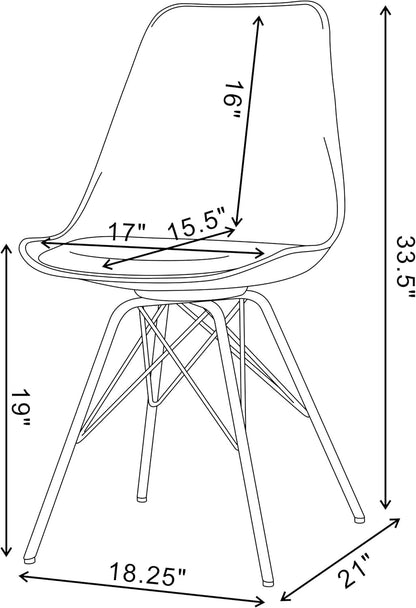 Home Furnishings - Juniper - Armless Dining Chairs with Smooth Leatherette Upholstery and Chrome Legs - Home Kitchen & Dining Room - Set of 2 - White - 102792