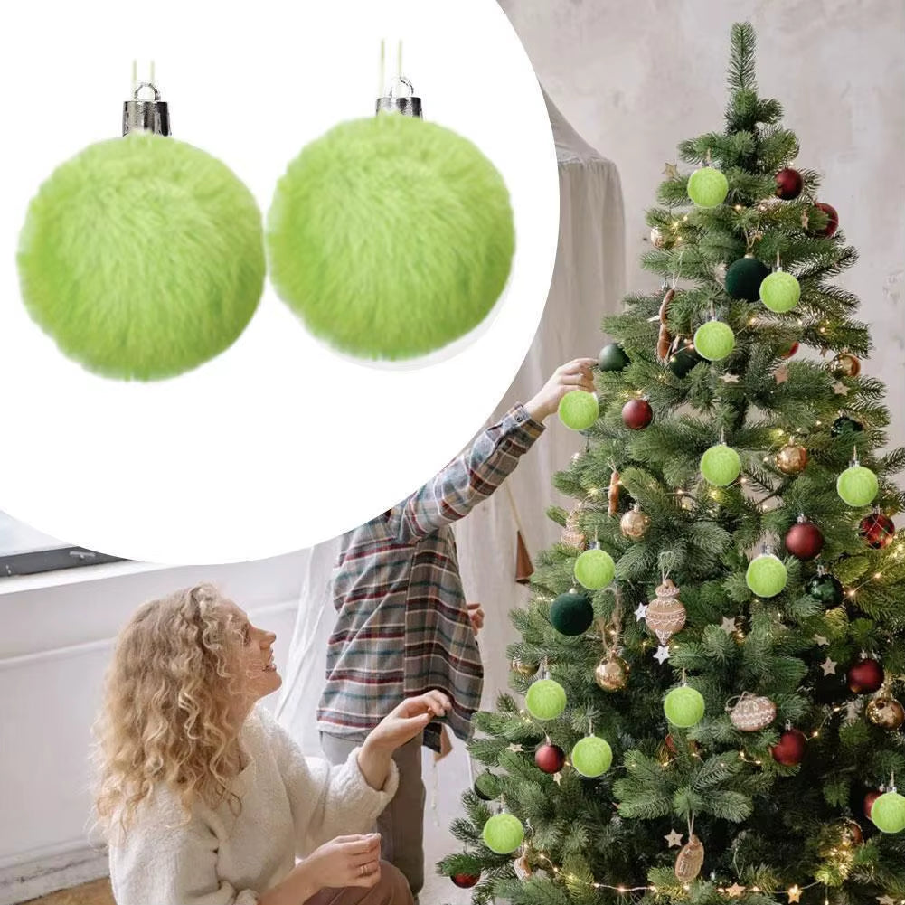 12Pcs Plush Christmas Ball Decoration Christmas Tree Decoration Christmas Party Christmas Tree Home Furnishings