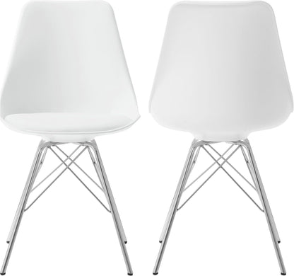 Home Furnishings - Juniper - Armless Dining Chairs with Smooth Leatherette Upholstery and Chrome Legs - Home Kitchen & Dining Room - Set of 2 - White - 102792