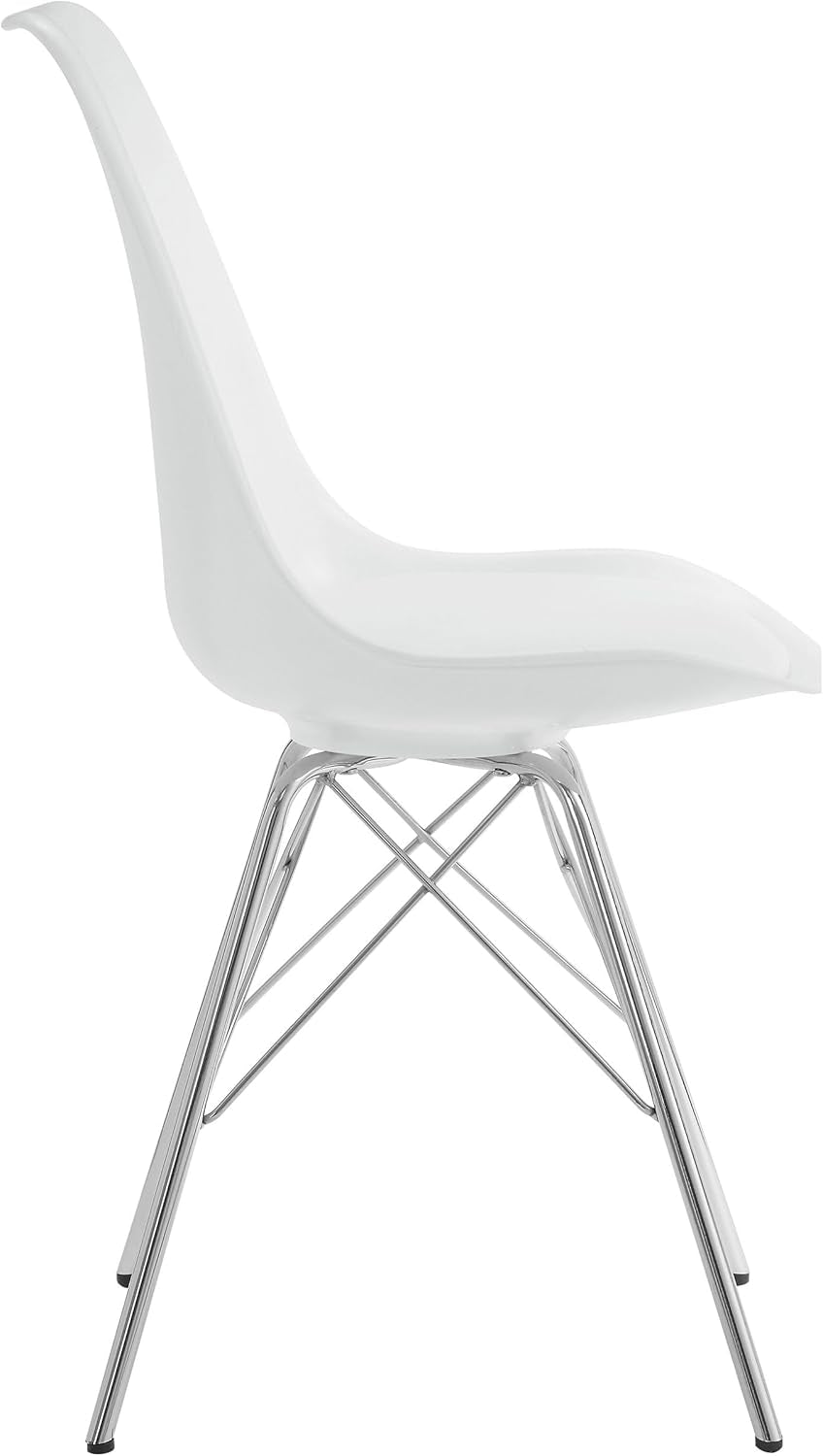 Home Furnishings - Juniper - Armless Dining Chairs with Smooth Leatherette Upholstery and Chrome Legs - Home Kitchen & Dining Room - Set of 2 - White - 102792