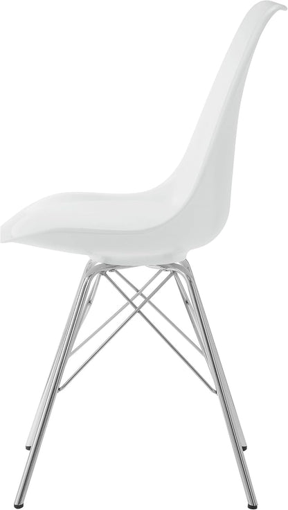 Home Furnishings - Juniper - Armless Dining Chairs with Smooth Leatherette Upholstery and Chrome Legs - Home Kitchen & Dining Room - Set of 2 - White - 102792