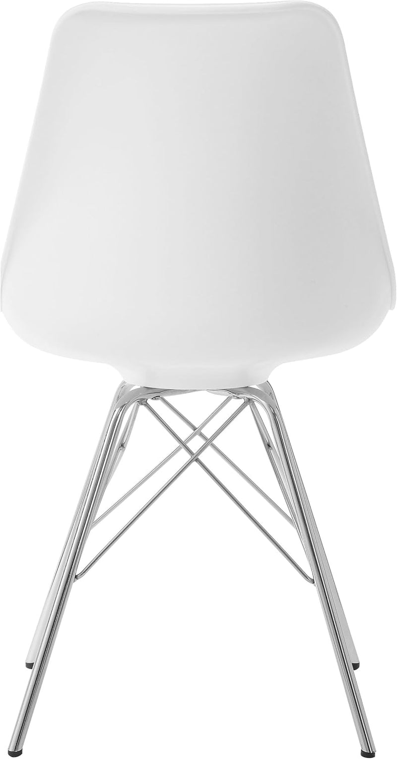 Home Furnishings - Juniper - Armless Dining Chairs with Smooth Leatherette Upholstery and Chrome Legs - Home Kitchen & Dining Room - Set of 2 - White - 102792