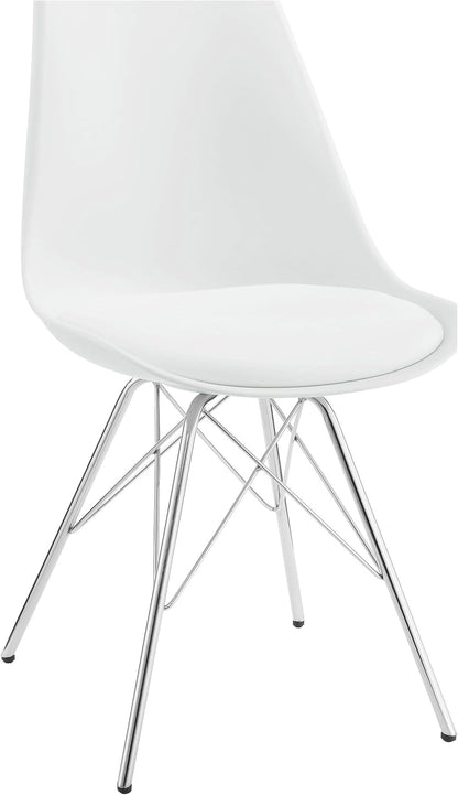 Home Furnishings - Juniper - Armless Dining Chairs with Smooth Leatherette Upholstery and Chrome Legs - Home Kitchen & Dining Room - Set of 2 - White - 102792